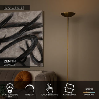 ZENITH - Floor lamp - Ø 25.4 cm - LED Dimmable - 1x20W 3000K - Matt Gold / Brass