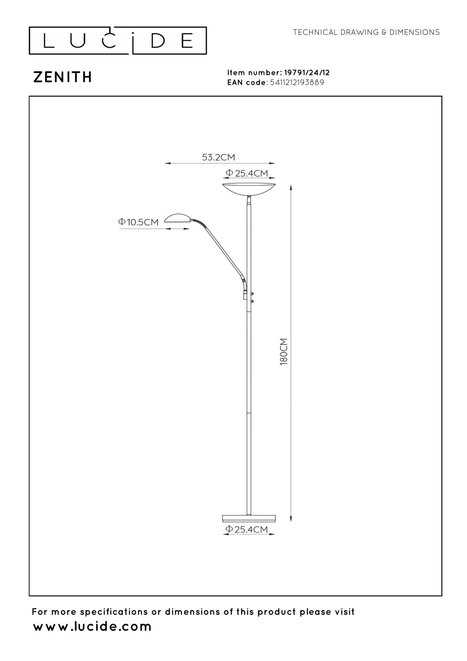 ZENITH - Reading lamp - LED Dimmable - 3000K - Matt chrome