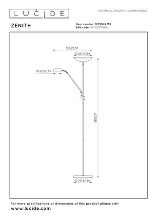 ZENITH - Leeslamp - LED Dimb. - 3000K - Zwart