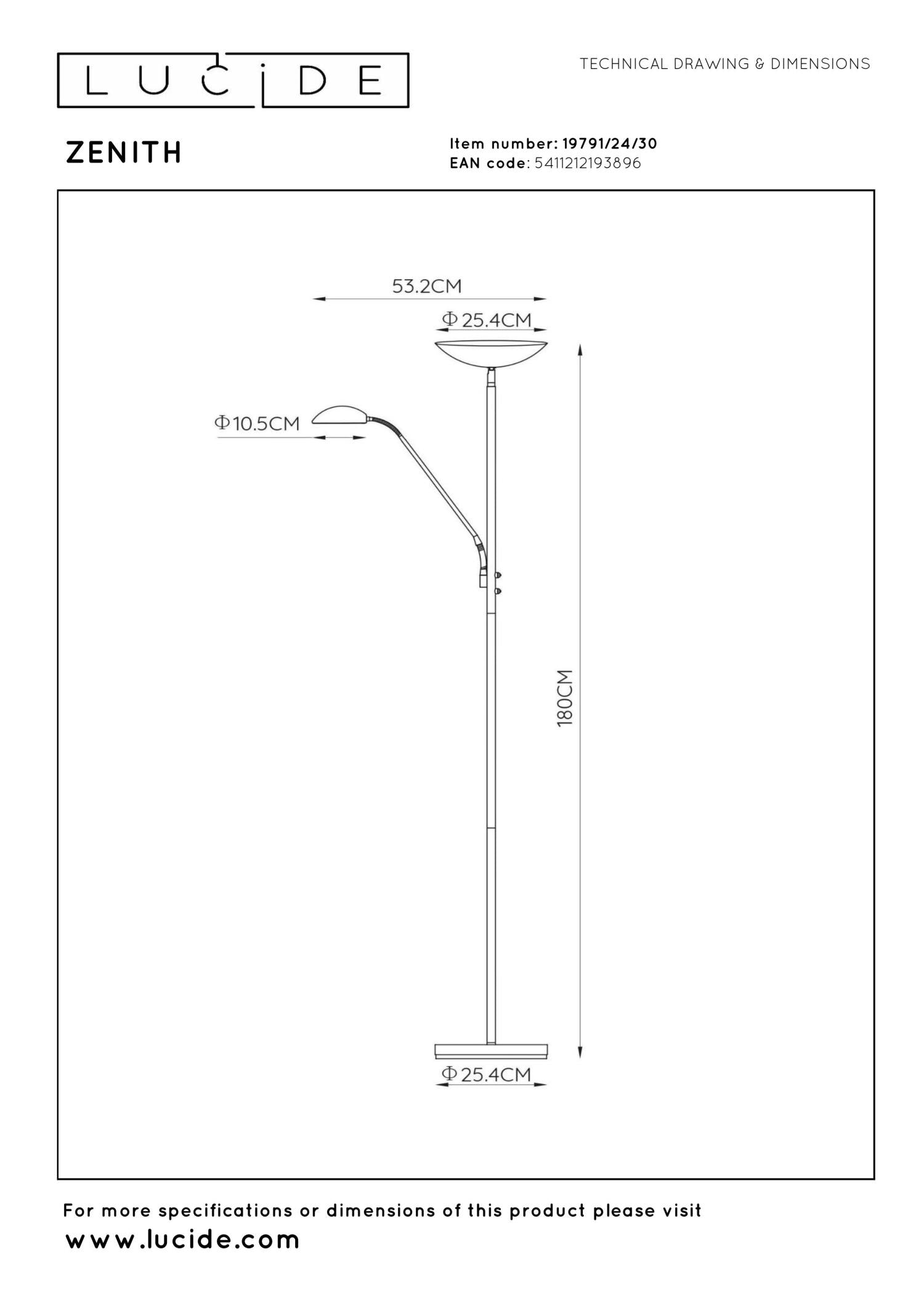 ZENITH - Leeslamp - LED Dimb. - 3000K - Zwart
