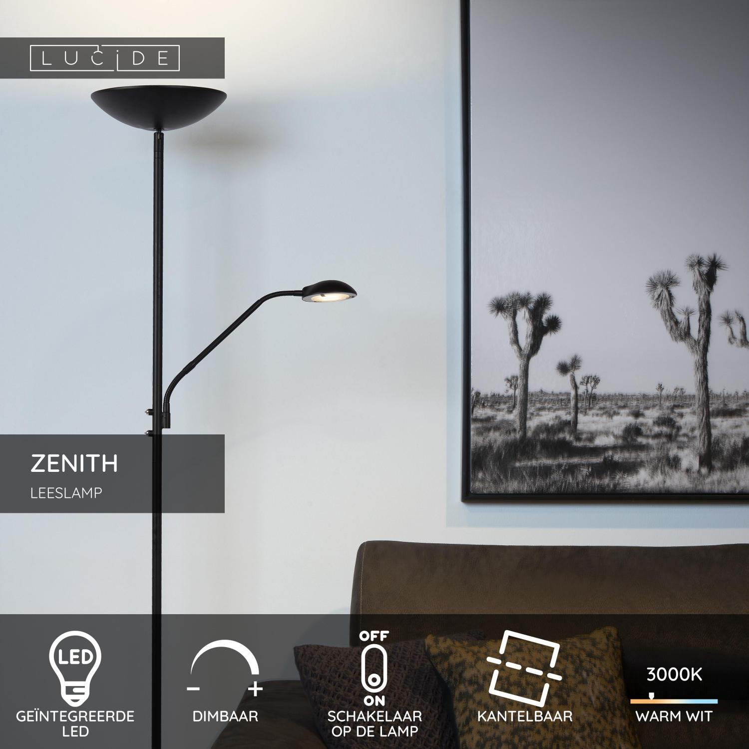 ZENITH - Leeslamp - LED Dimb. - 3000K - Zwart