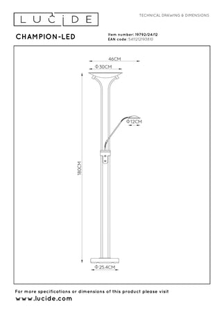CHAMPION-LED - Reading lamp - Ø 30 cm - LED Dimmable - 3000K - Matt chrome