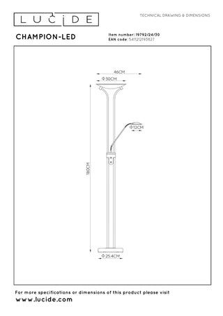 CHAMPION-LED - Liseuse - Ø 30 cm - LED Var. - 3000K - Noir