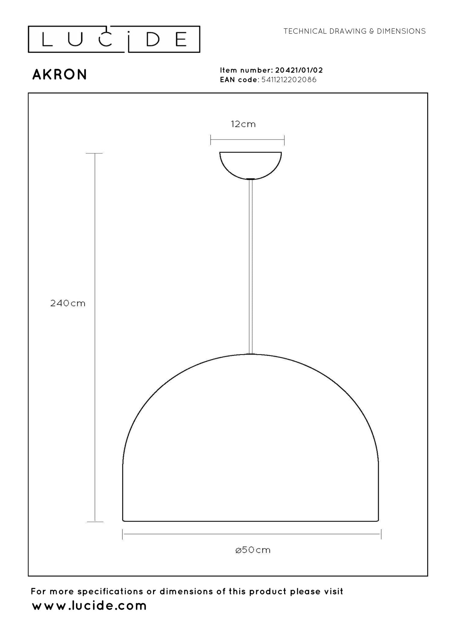 AKRON - Hanglamp - Ø 50 cm - 1xE27 - Mat Goud / Messing
