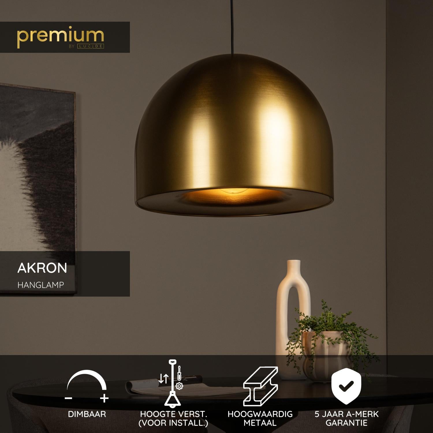 AKRON - Suspension - Ø 50 cm - 1xE27 - Or mat / Laiton