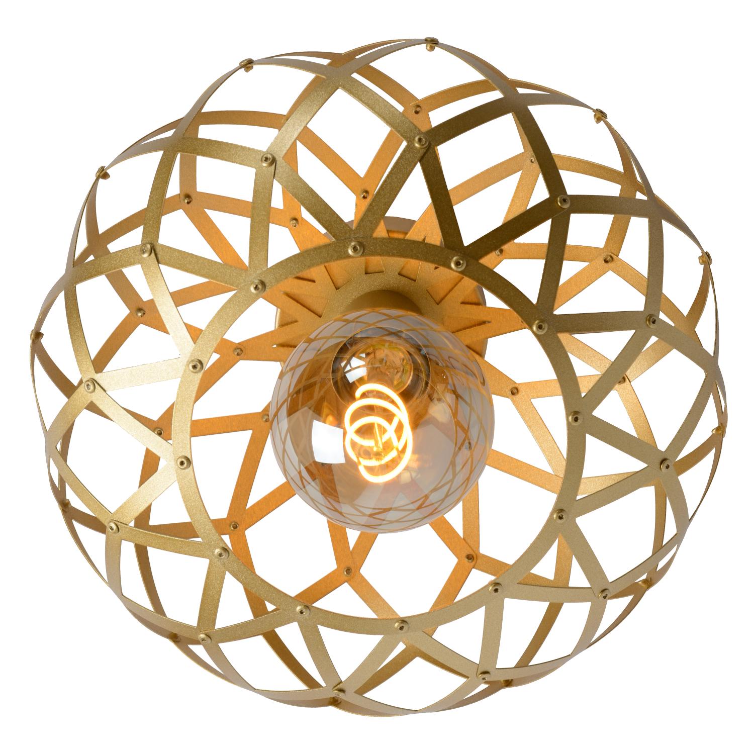 WOLFRAM - Plafonnière - Ø 30 cm - 1xE27 - Mat Goud / Messing