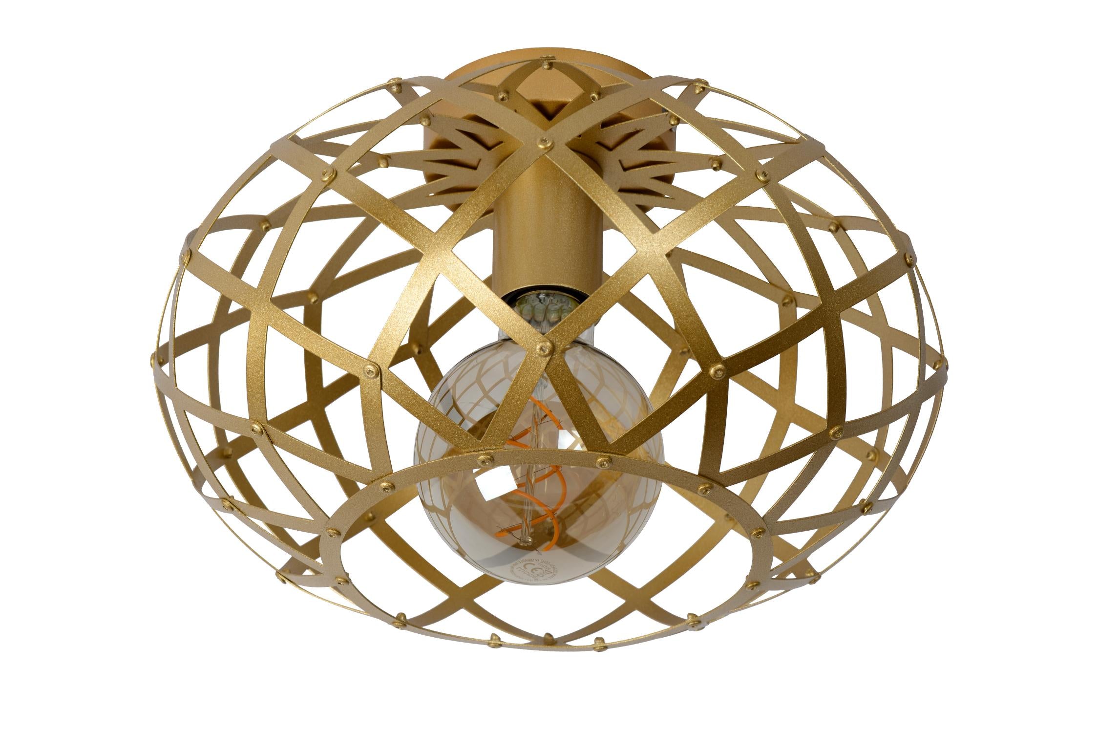 WOLFRAM - Plafonnière - Ø 30 cm - 1xE27 - Mat Goud / Messing