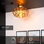 WOLFRAM - Plafonnière - Ø 30 cm - 1xE27 - Mat Goud / Messing