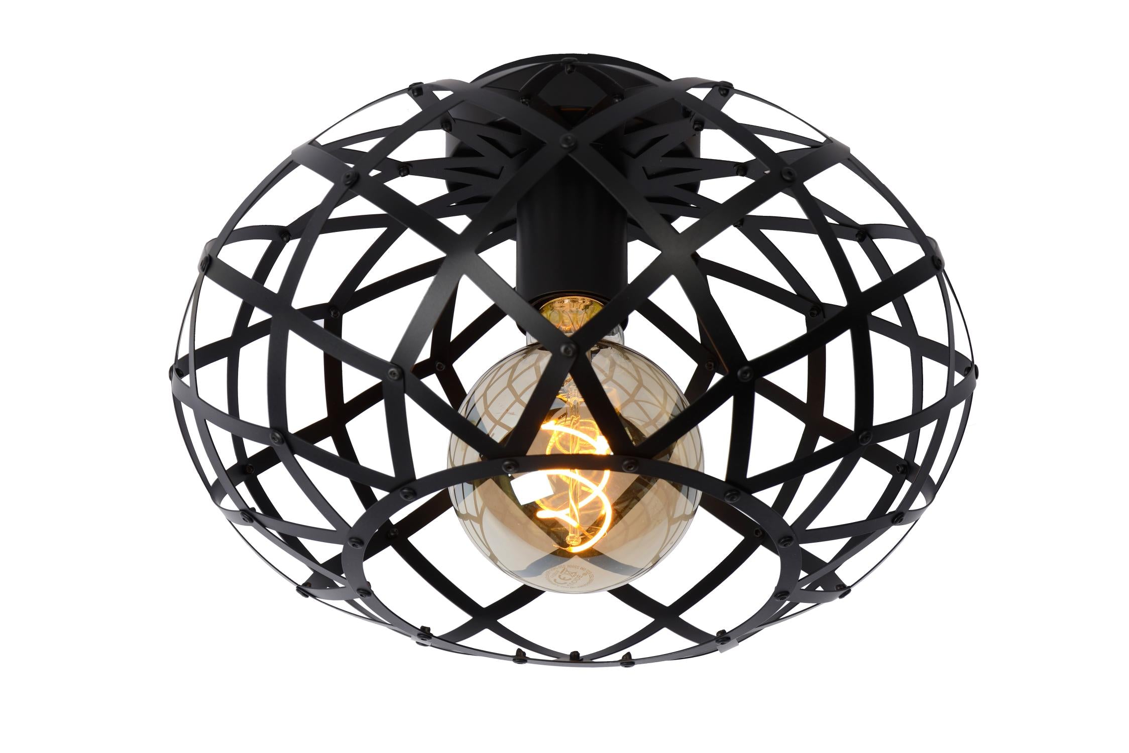 WOLFRAM - Plafonnière - Ø 30 cm - 1xE27 - Zwart