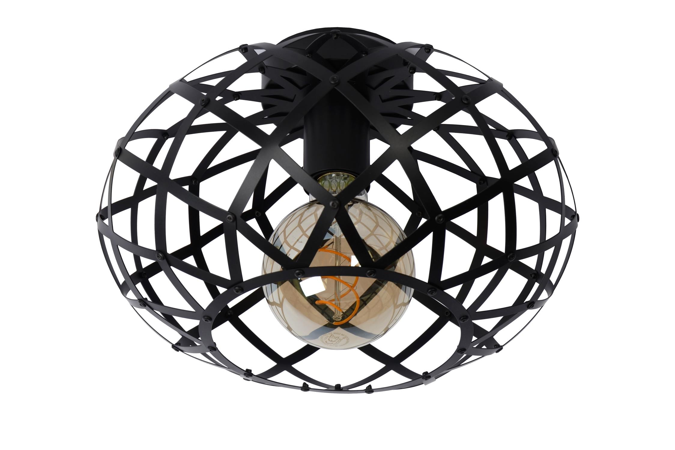 WOLFRAM - Plafonnière - Ø 30 cm - 1xE27 - Zwart