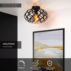 WOLFRAM - Plafonnière - Ø 30 cm - 1xE27 - Zwart