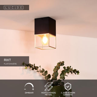 RIXT - Plafonnière - 1xE27 - Zwart