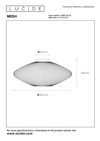 MESH - Plafonnière - Ø 45 cm - 1xE27 - Mat Goud / Messing