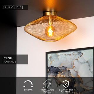 MESH - Plafonnière - Ø 45 cm - 1xE27 - Mat Goud / Messing