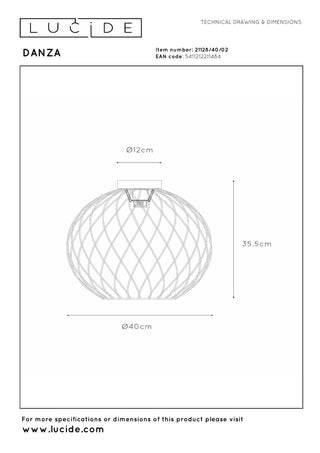 DANZA - Plafonnière - Ø 40 cm - 1xE27 - Mat Goud / Messing
