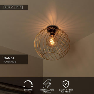 DANZA - Plafonnière - Ø 40 cm - 1xE27 - Mat Goud / Messing