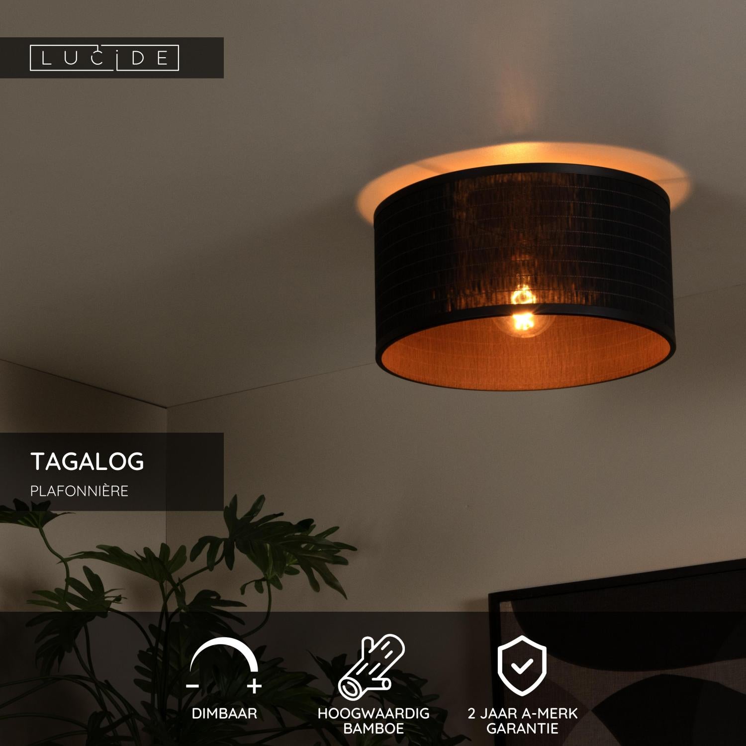 TAGALOG - Plafonnier - Ø 40 cm - 1xE27 - Noir