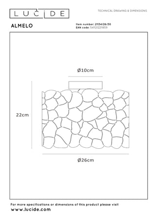 ALMELO - Plafonnier - Ø 25,5 cm - 1xE27 - Noir