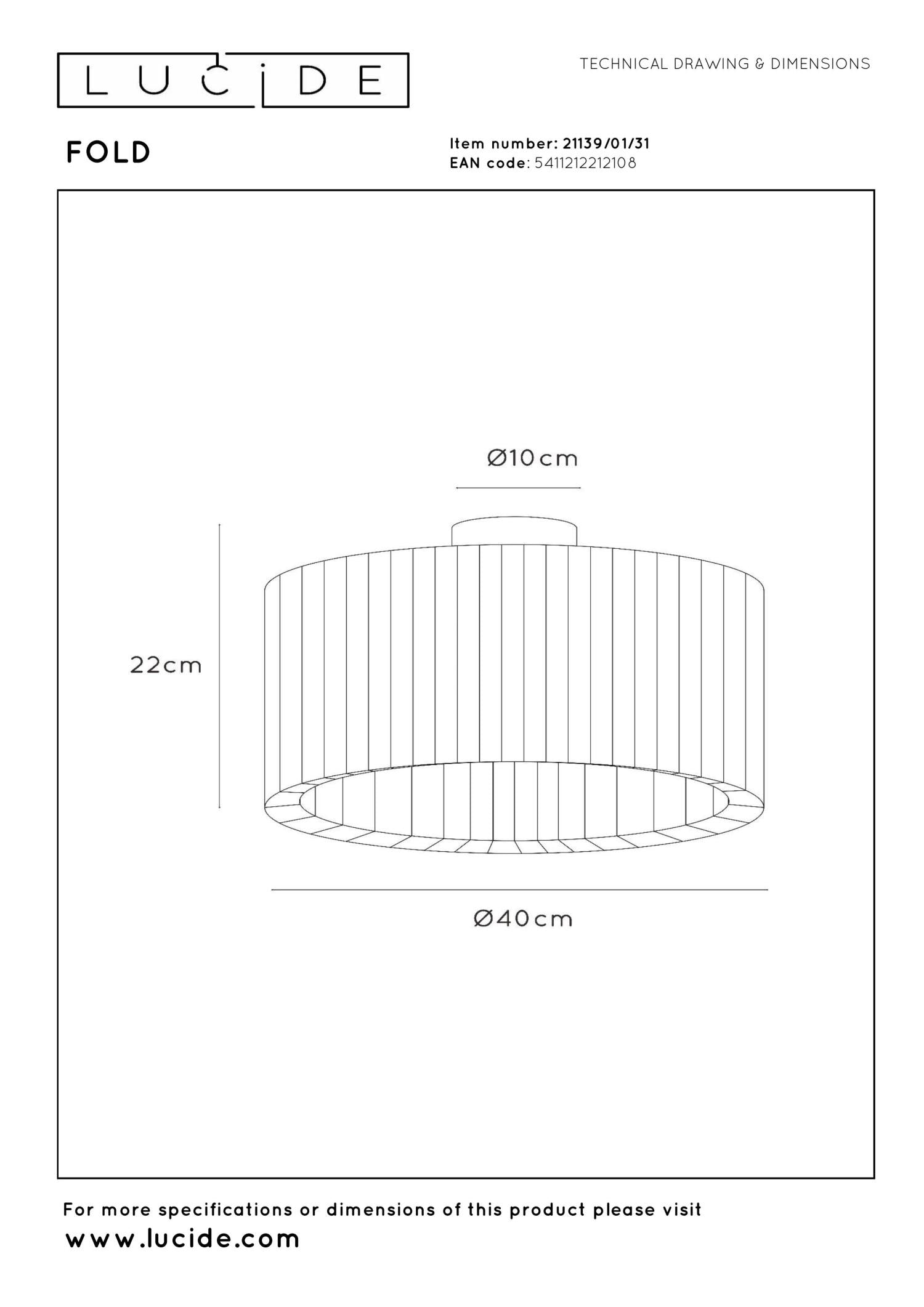 FOLD - Plafonnier - Ø 40 cm - 1xE27 - Blanc
