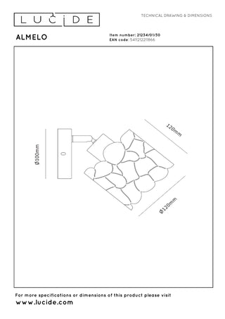 ALMELO - Spot mural / Applique murale - Ø 12 cm - 1xE14 - Noir