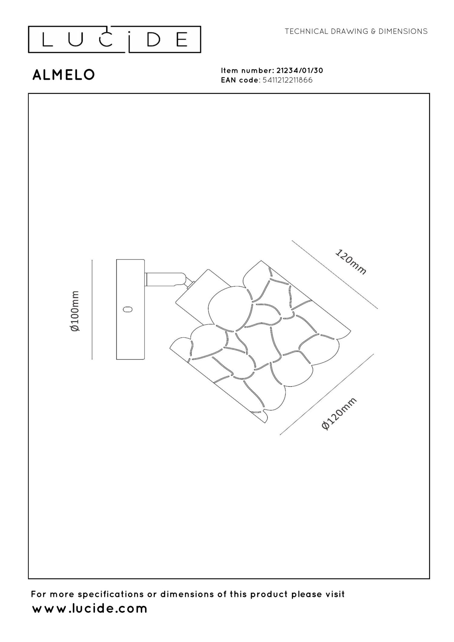 ALMELO - Spot mural / Applique murale - Ø 12 cm - 1xE14 - Noir