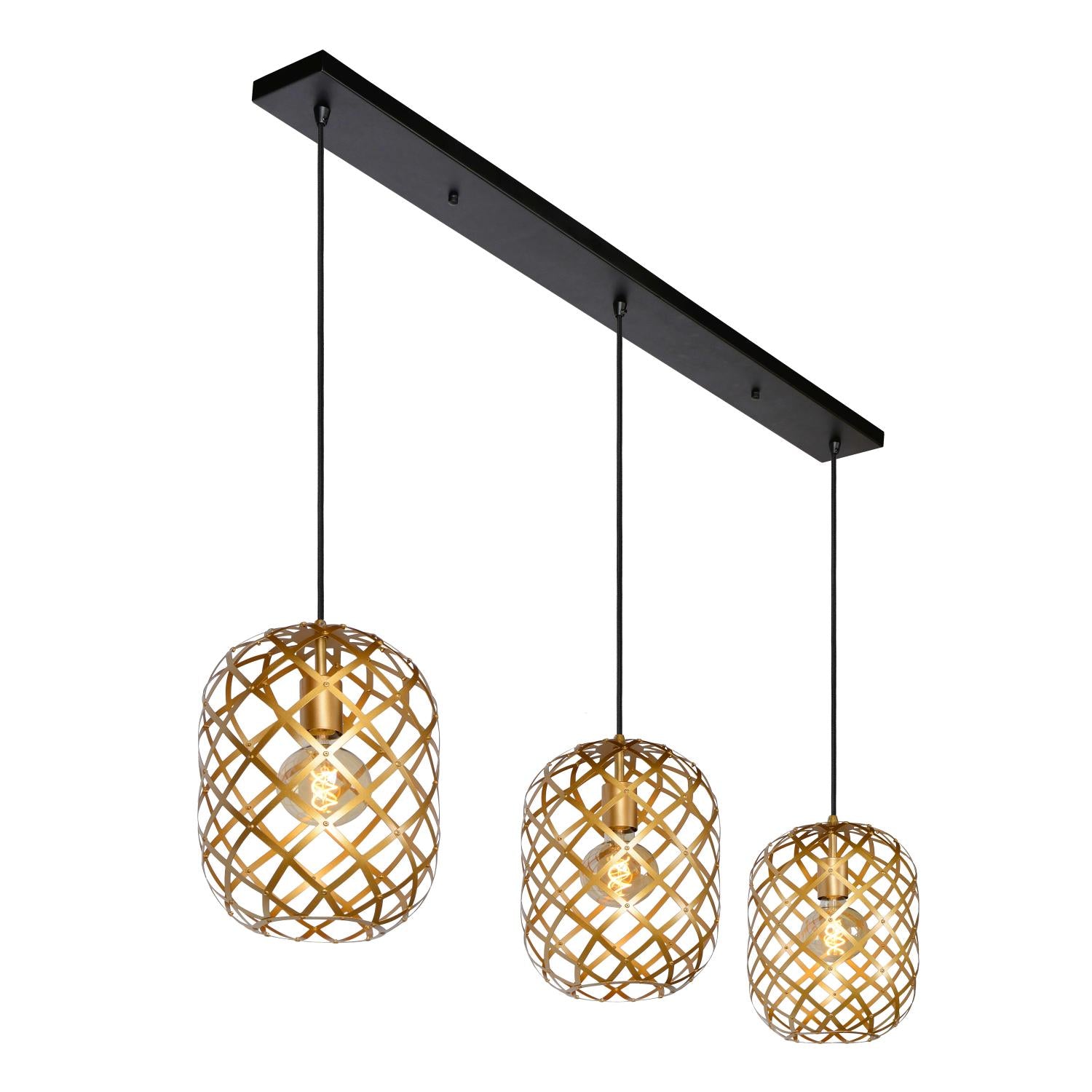 WOLFRAM - Hanglamp - 3xE27 - Mat Goud / Messing