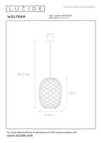 WOLFRAM - Hanglamp - Ø 32 cm - 1xE27 - Mat Goud / Messing