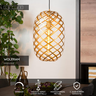 WOLFRAM - Hanglamp - Ø 32 cm - 1xE27 - Mat Goud / Messing