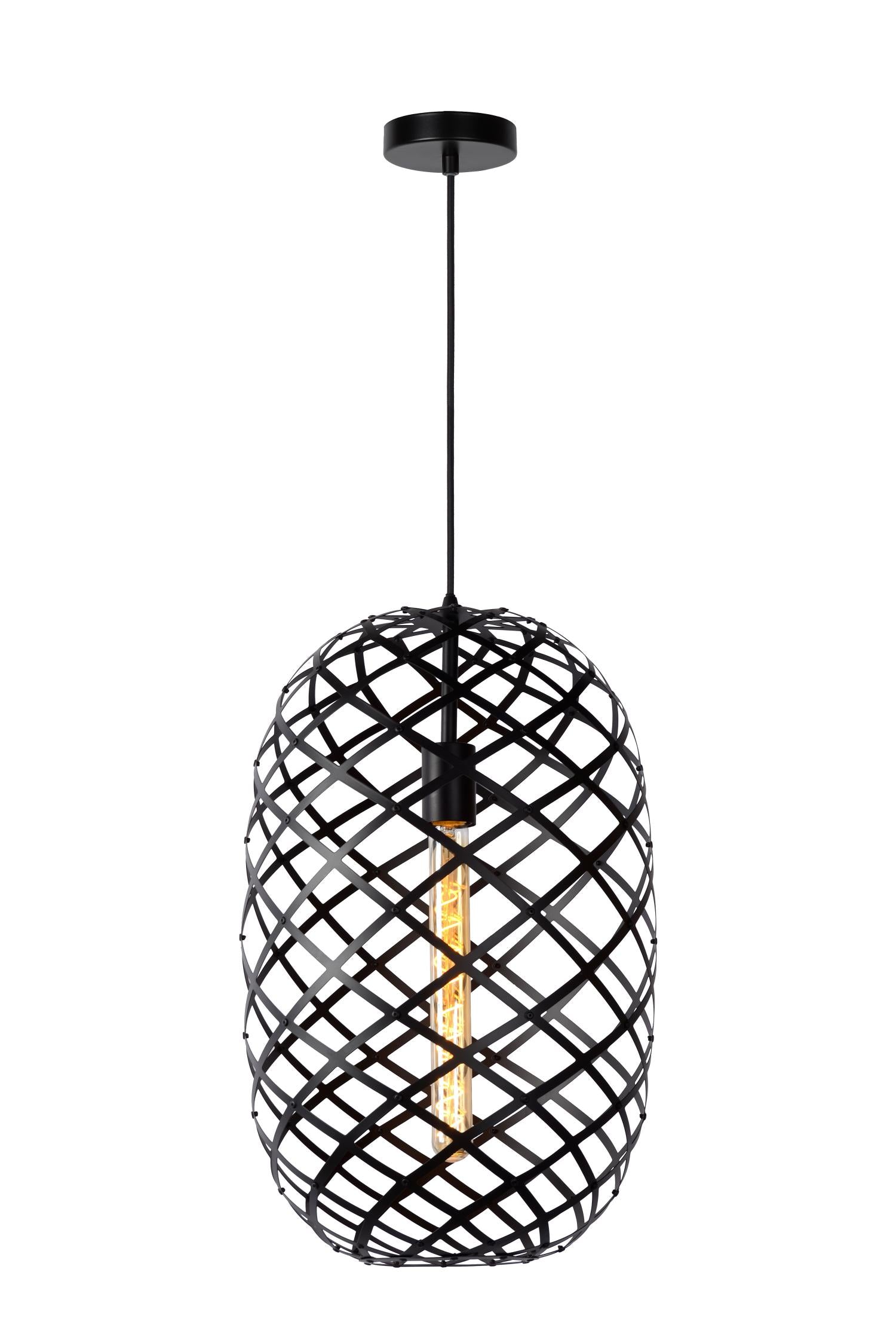 WOLFRAM - Hanglamp - Ø 32 cm - 1xE27 - Zwart