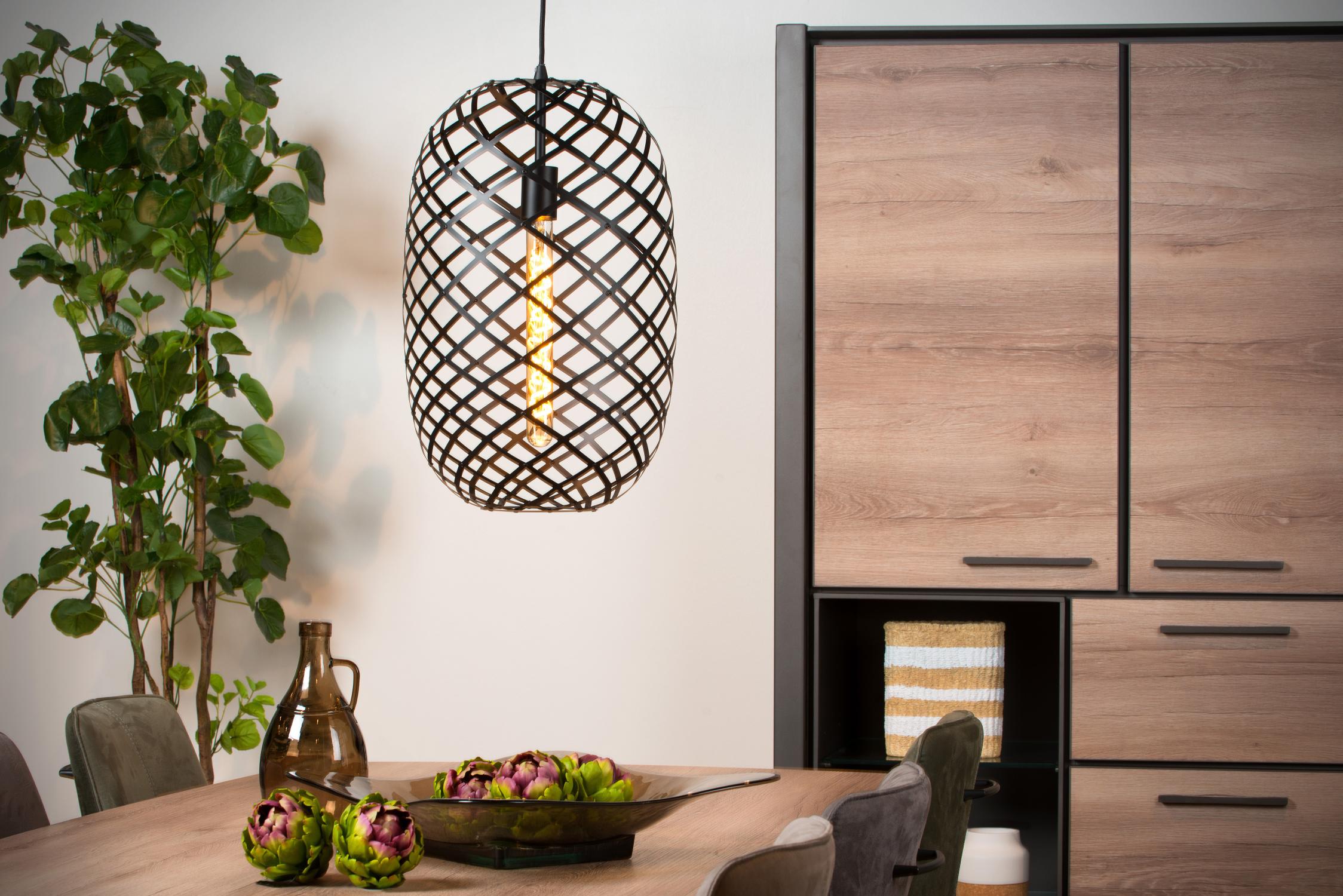 WOLFRAM - Hanglamp - Ø 32 cm - 1xE27 - Zwart