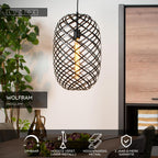 WOLFRAM - Hanglamp - Ø 32 cm - 1xE27 - Zwart
