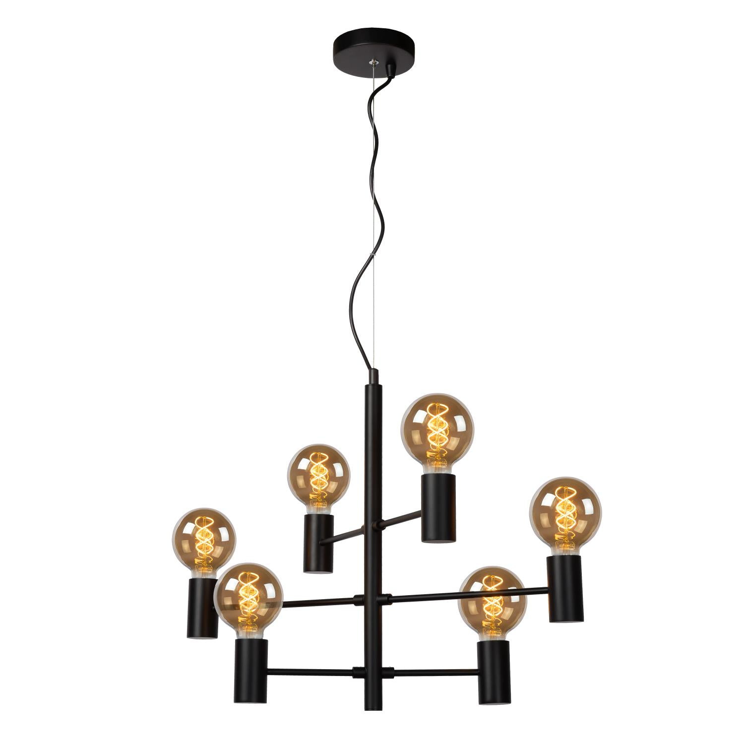 LEANNE - Hanglamp - 6xE27 - Zwart
