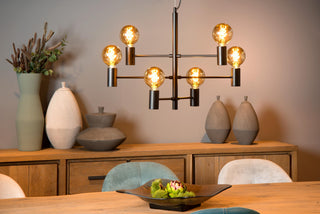 LEANNE - Hanglamp - 6xE27 - Zwart