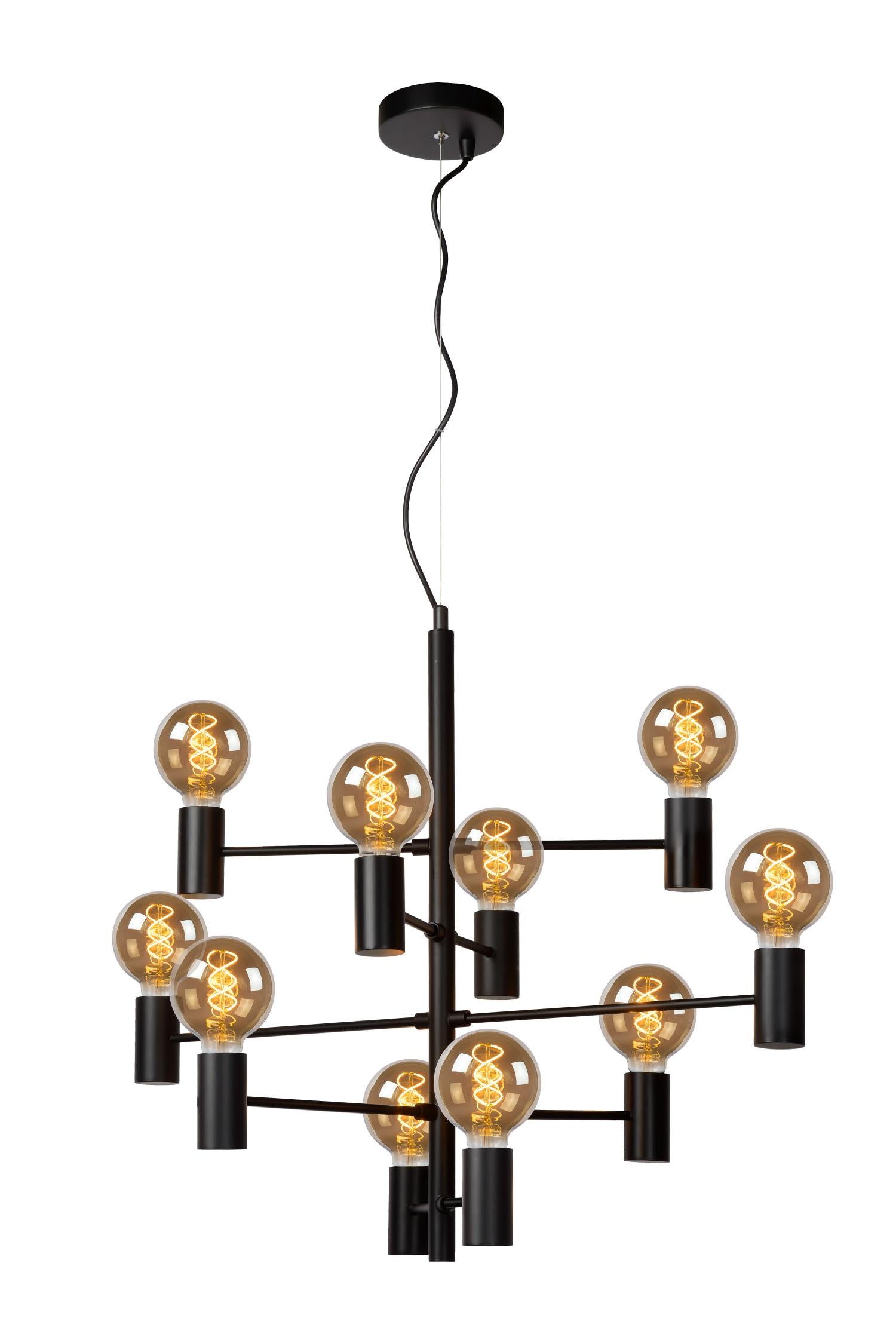 LEANNE - Hanglamp - Ø 65 cm - 10xE27 - Zwart