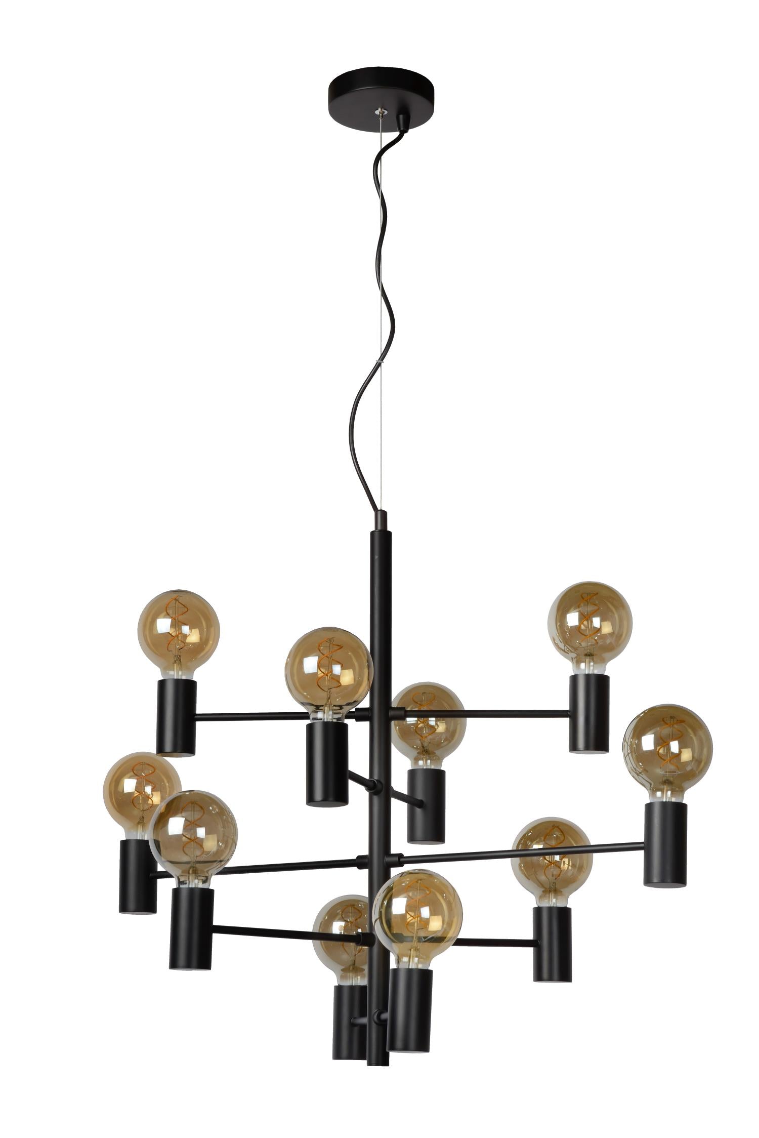 LEANNE - Hanglamp - Ø 65 cm - 10xE27 - Zwart
