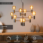 LEANNE - Hanglamp - Ø 65 cm - 10xE27 - Zwart