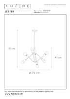 LESTER - Hanglamp - 6xE27 - Zwart