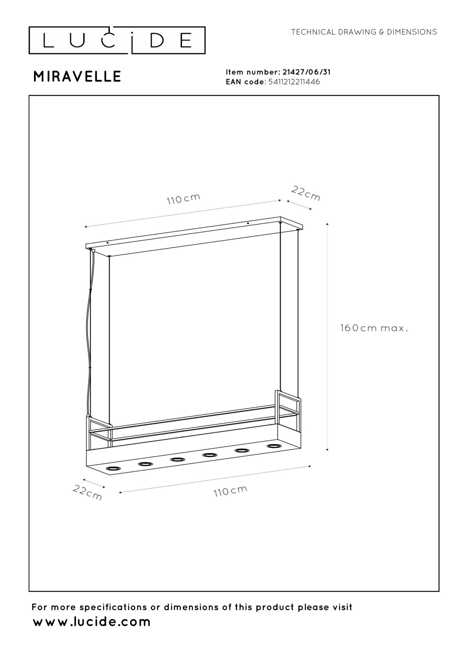 MIRAVELLE - Hanglamp - 6xGU10 - Wit