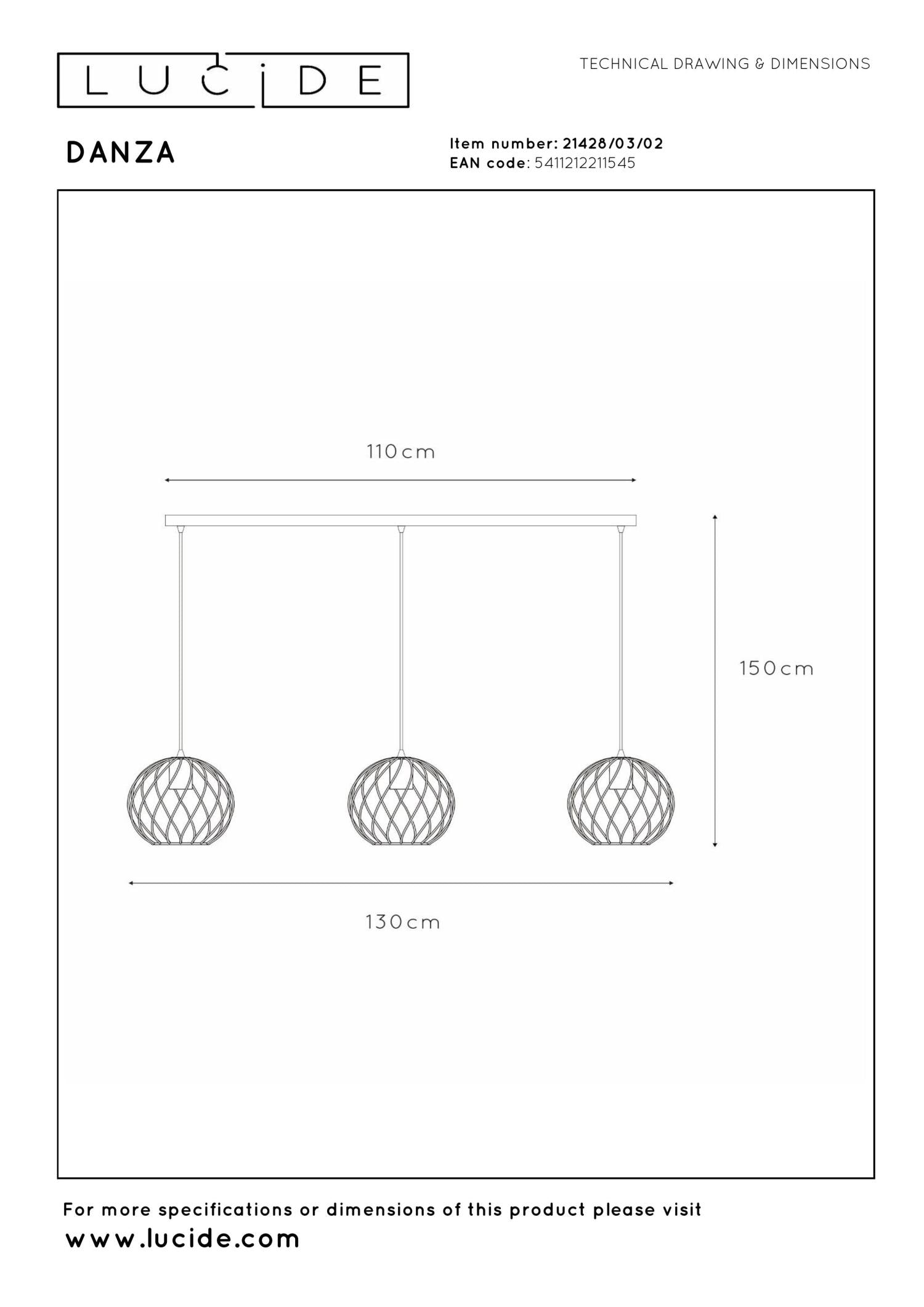 DANZA - Suspension - 3xE27 - Or mat / Laiton