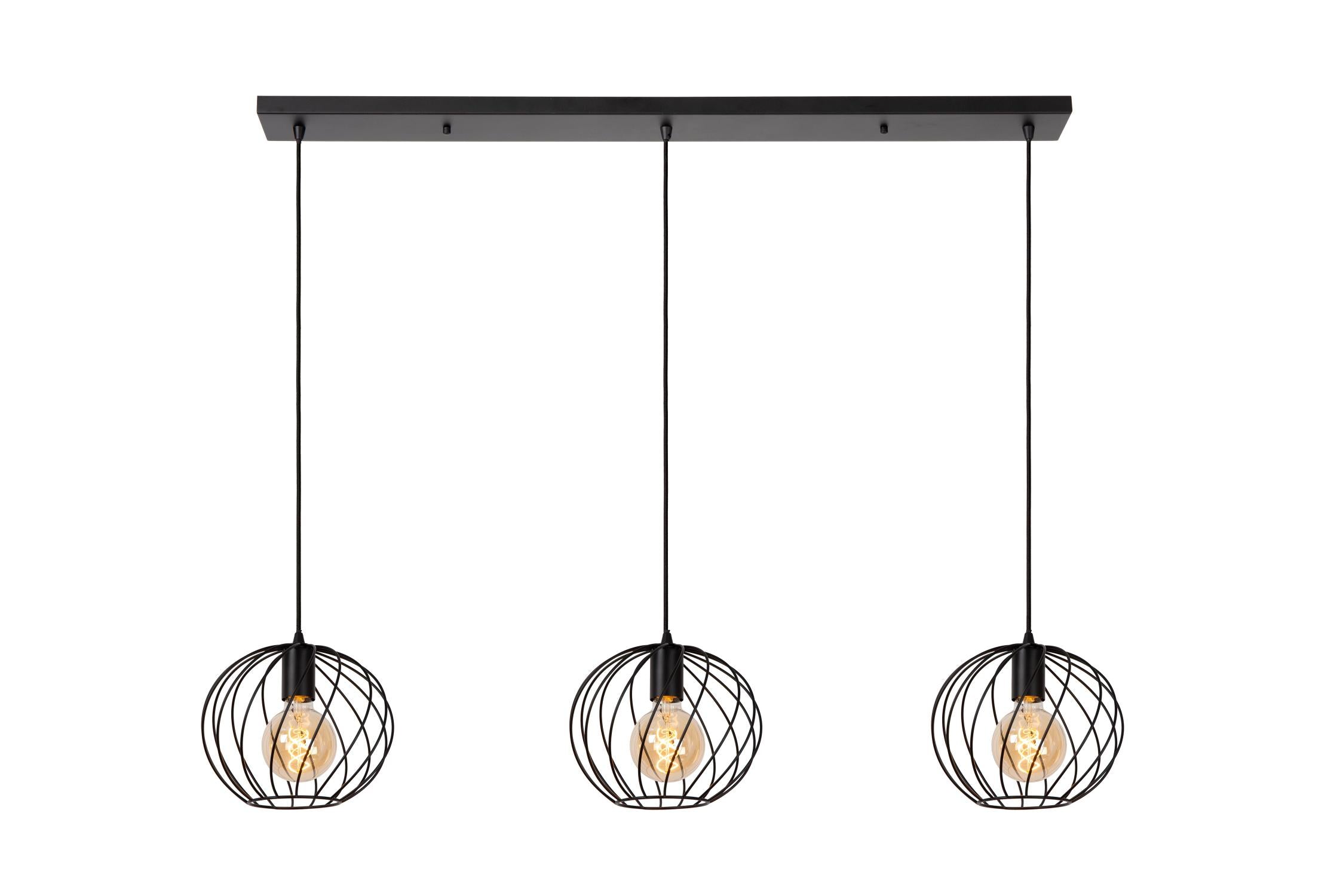 DANZA - Hanglamp - 3xE27 - Zwart