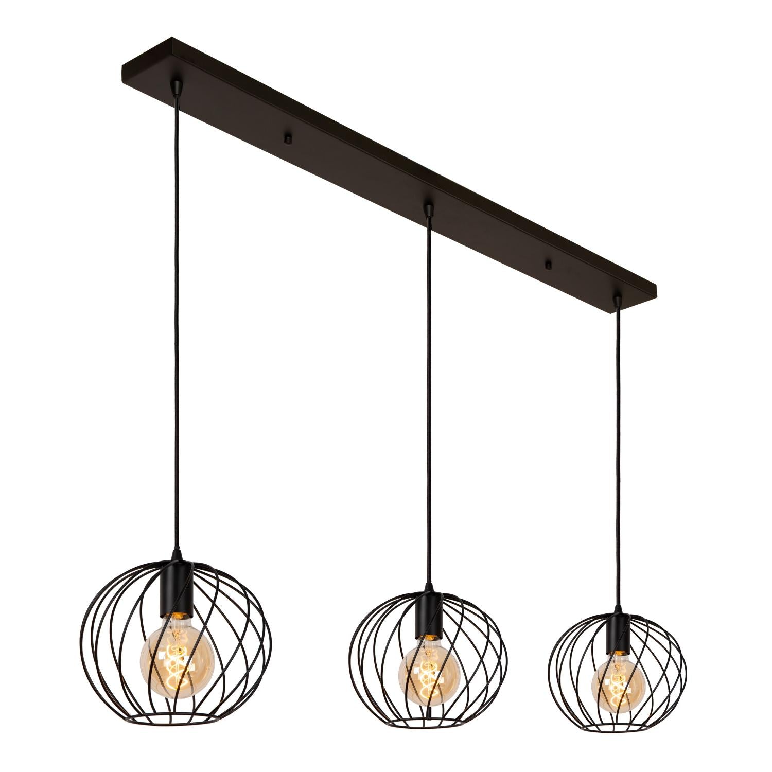 DANZA - Hanglamp - 3xE27 - Zwart