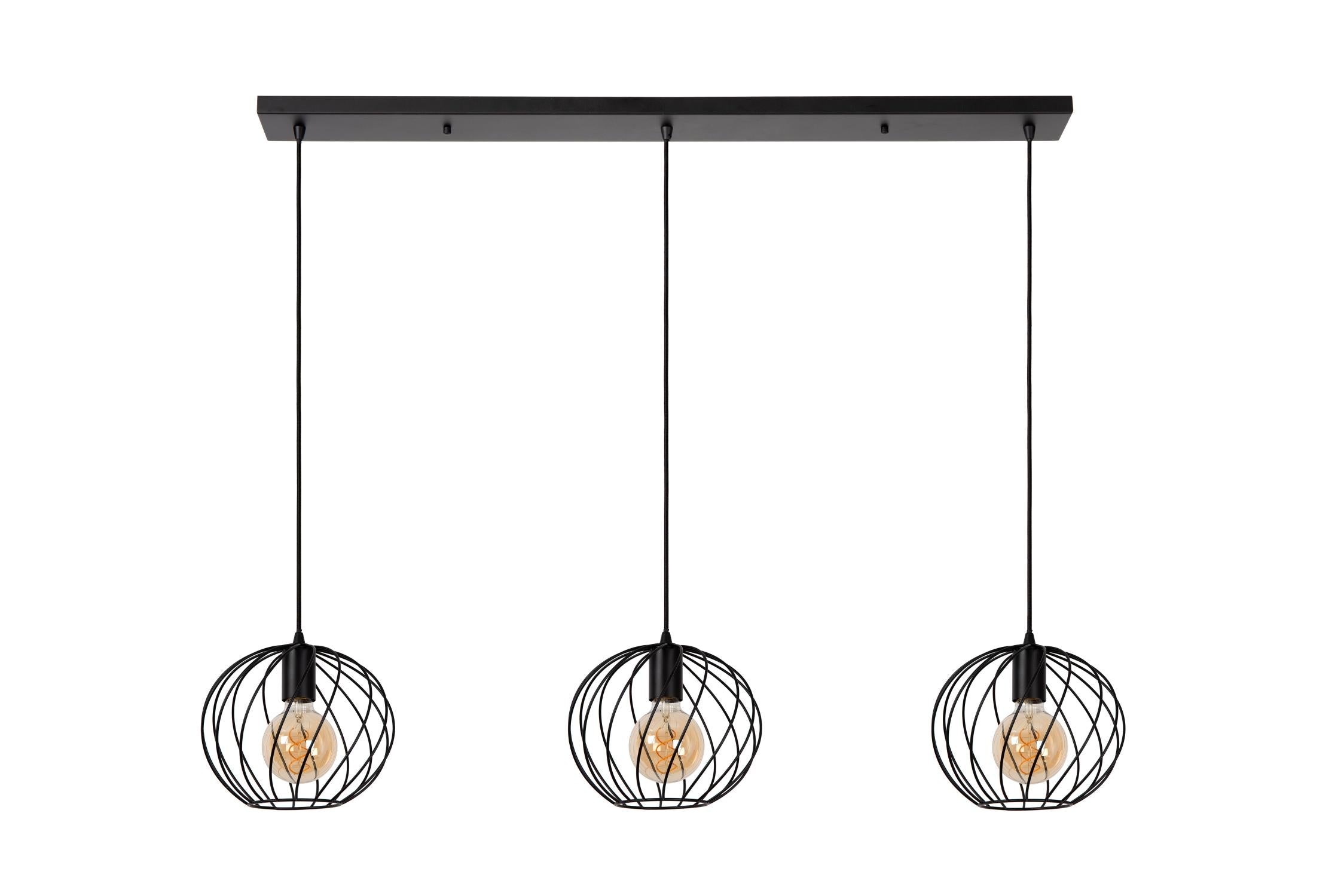 DANZA - Hanglamp - 3xE27 - Zwart