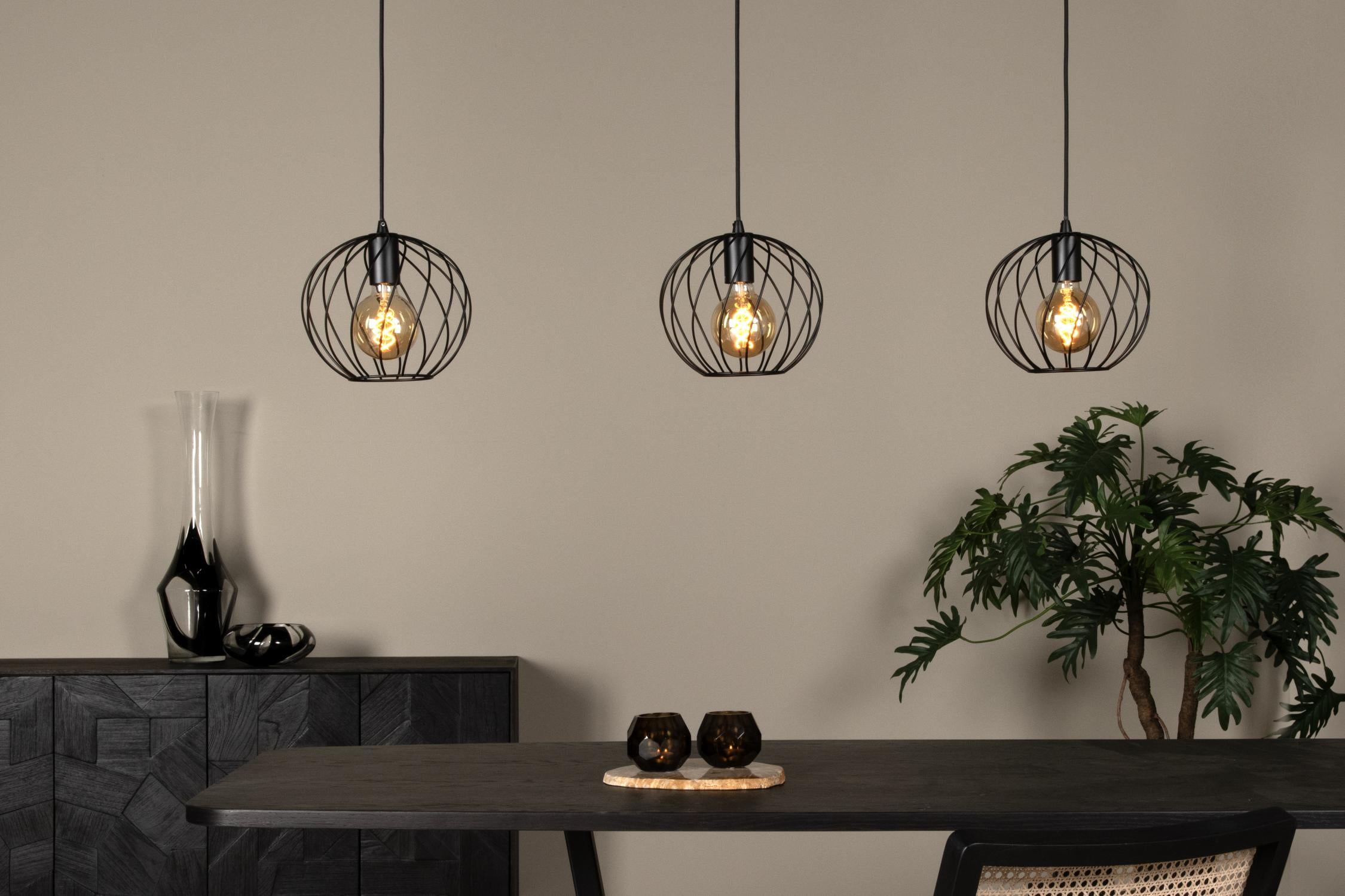 DANZA - Hanglamp - 3xE27 - Zwart