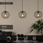 DANZA - Hanglamp - 3xE27 - Zwart