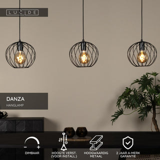 DANZA - Hanglamp - 3xE27 - Zwart