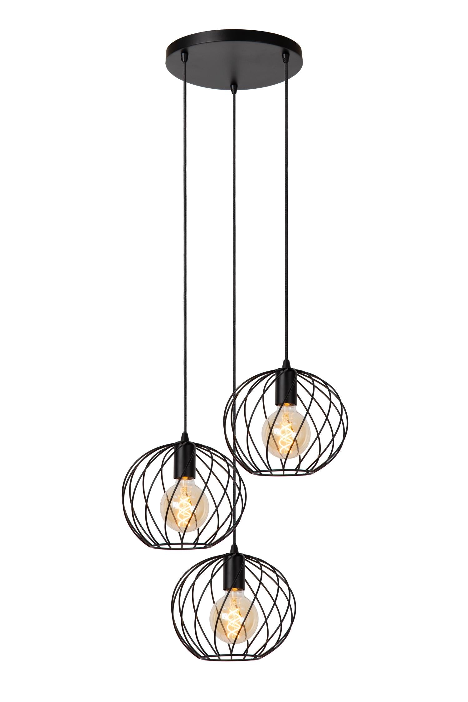 DANZA - Hanglamp - Ø 50 cm - 3xE27 - Zwart