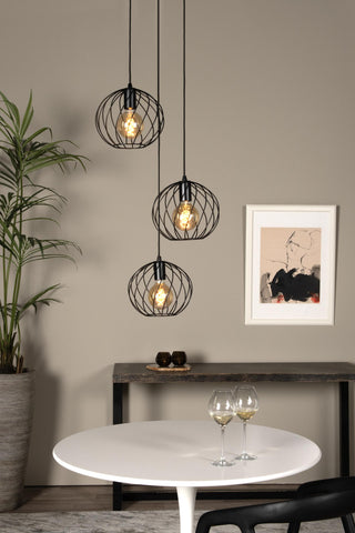 DANZA - Hanglamp - Ø 50 cm - 3xE27 - Zwart