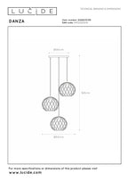 DANZA - Hanglamp - Ø 50 cm - 3xE27 - Zwart