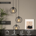 DANZA - Hanglamp - Ø 50 cm - 3xE27 - Zwart