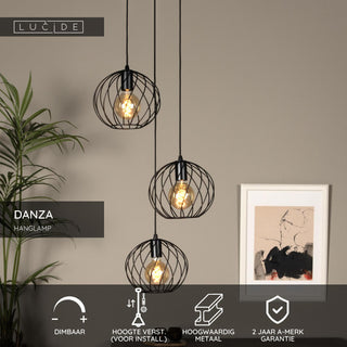 DANZA - Hanglamp - Ø 50 cm - 3xE27 - Zwart